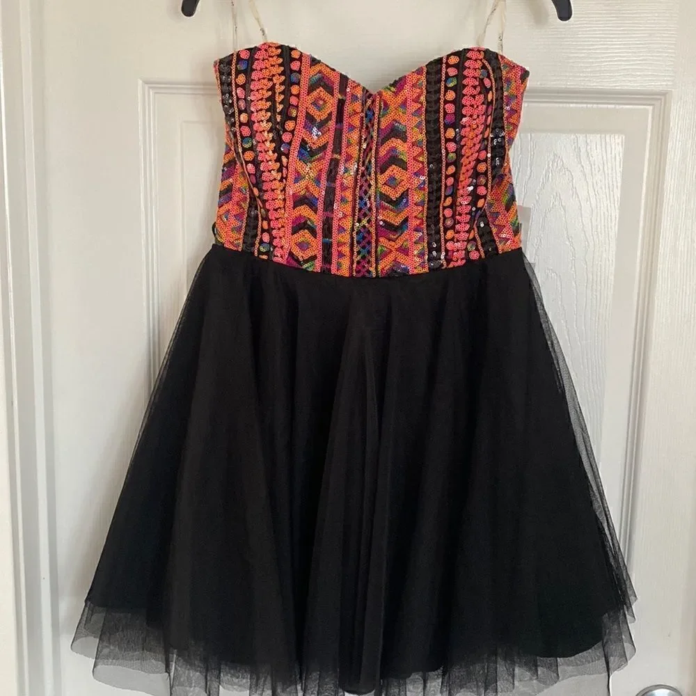 NWT! Teeze Me Strapless Black Formal Dress Size 5